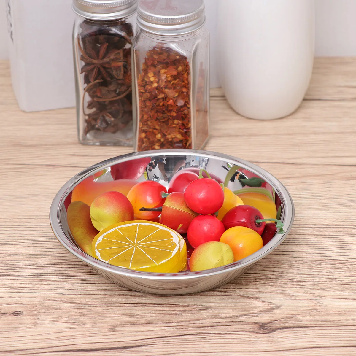 

304 Stainless Steel Round Dish 14Cm Shallow Plate Non-Slip Kitchen Dining Restaurant Hotel Tableware Polished