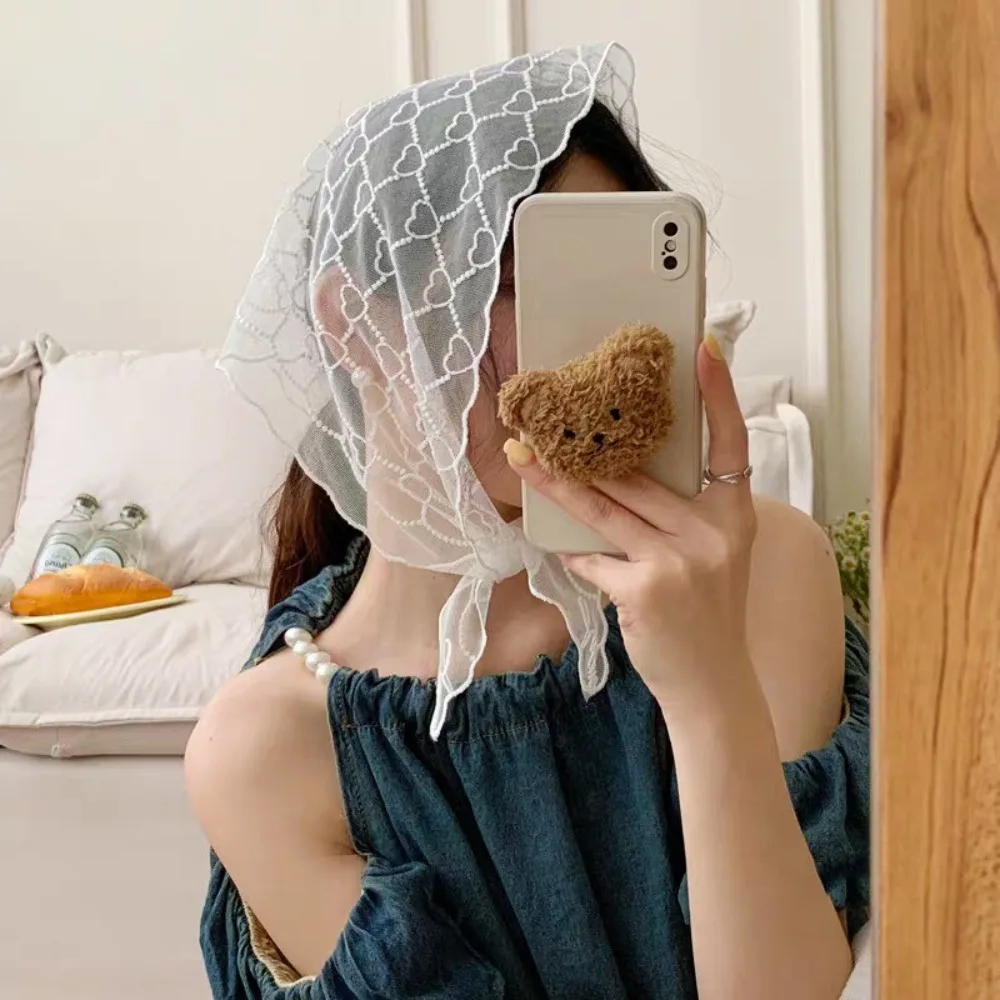 

Милая любовь сердце кружевные шарфы головной платок корейский стиль банданы шаль платок повязка на голову треугольный хиджаб шарф для девочек