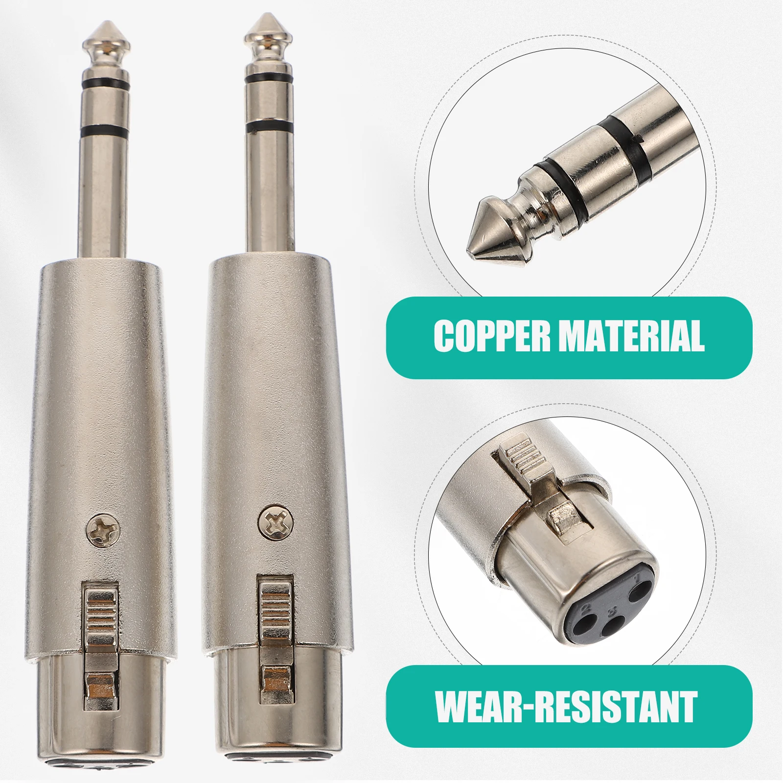 

2pcs Xlr Female To 6.35Mm Stereo Male Adapter Microphone Converter Audio Connector Shielded Die-Cast Zinc Alloy For Studio Stage