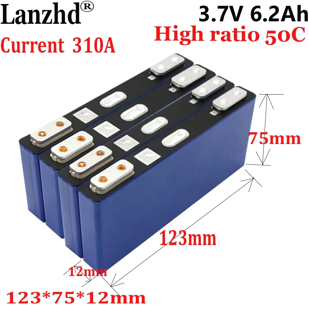 

3.7V battery 6.2Ah 310A Current 50C high start battery For Car power lithium battery Car igniter Electric toy model batteries