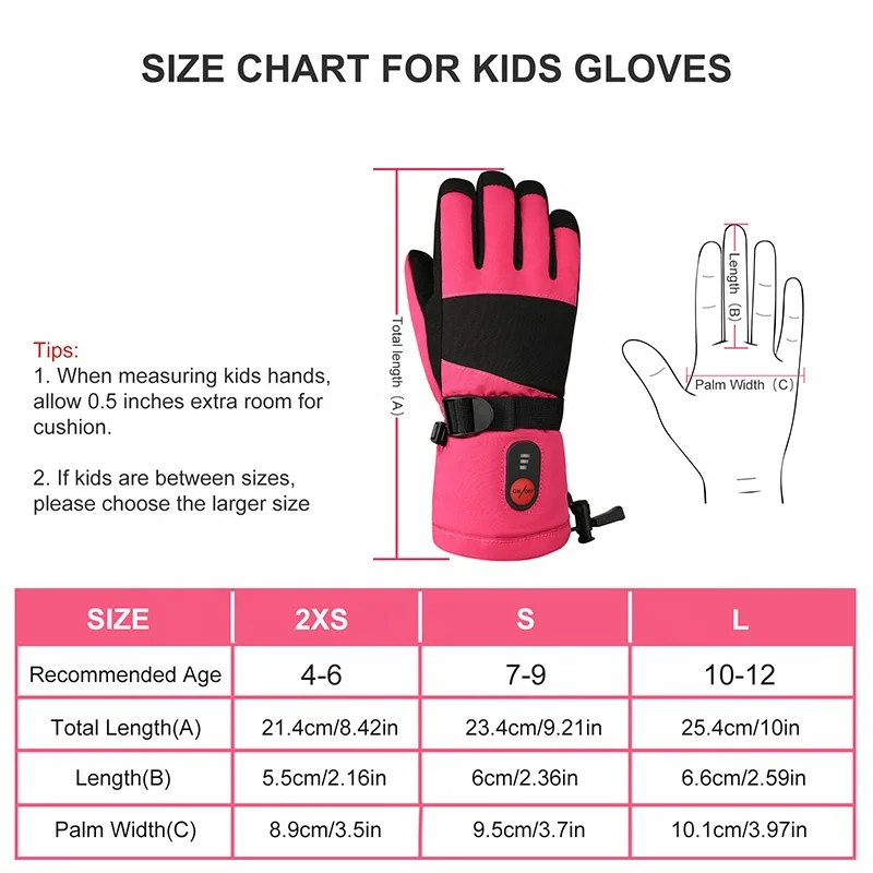 Waterproof Electric Winter Gloves for Kids Colorful Outdoor Ski & Snowboarding Winter Touch Screen Ski Gloves Kids