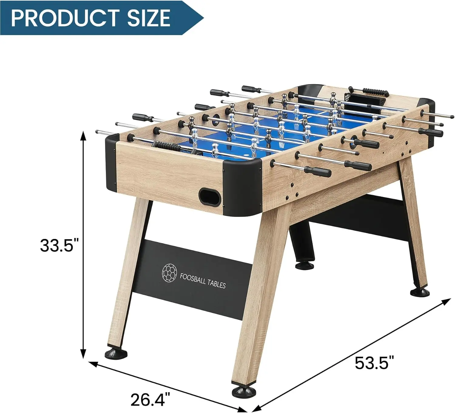 54 Inch Full Size Foosball Table, Soccer Table Game for Kids and Adults, Arcade Table Soccer for Home, Indoor Game Room Sport, E