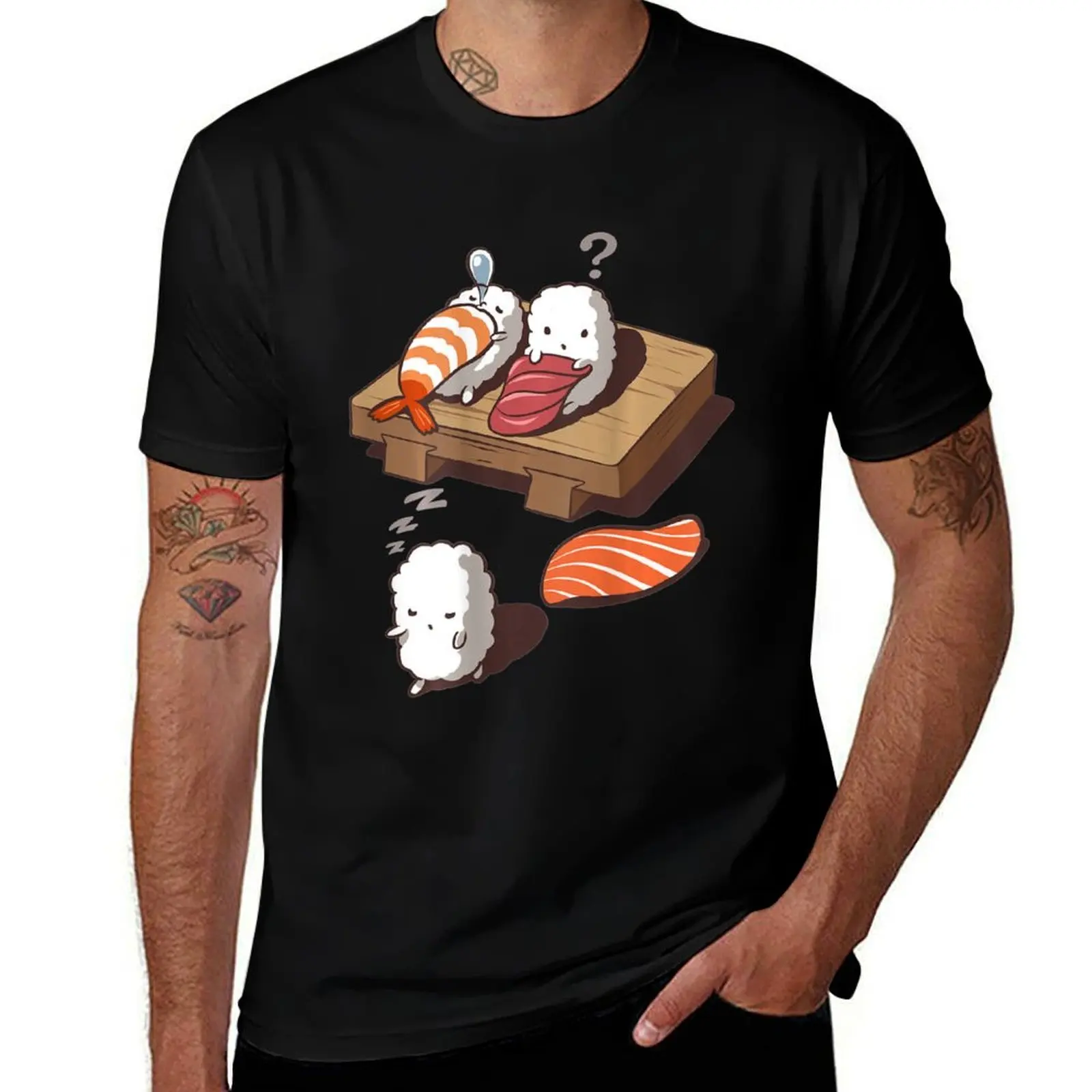 Funny Japanese Nigiri Sushi Sleepwalking T-Shirt Simple Trendy Casual T-Shirt
