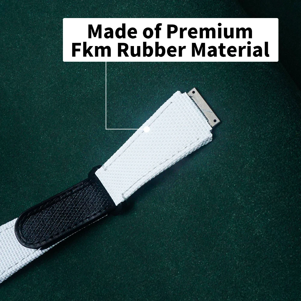 حزام سحري هجين من النايلون FKM Fluorubber الفاخر لساعة ريتشارد ميل RM030 المقاومة للماء مع خطاف وحلقة قابلة للتعديل