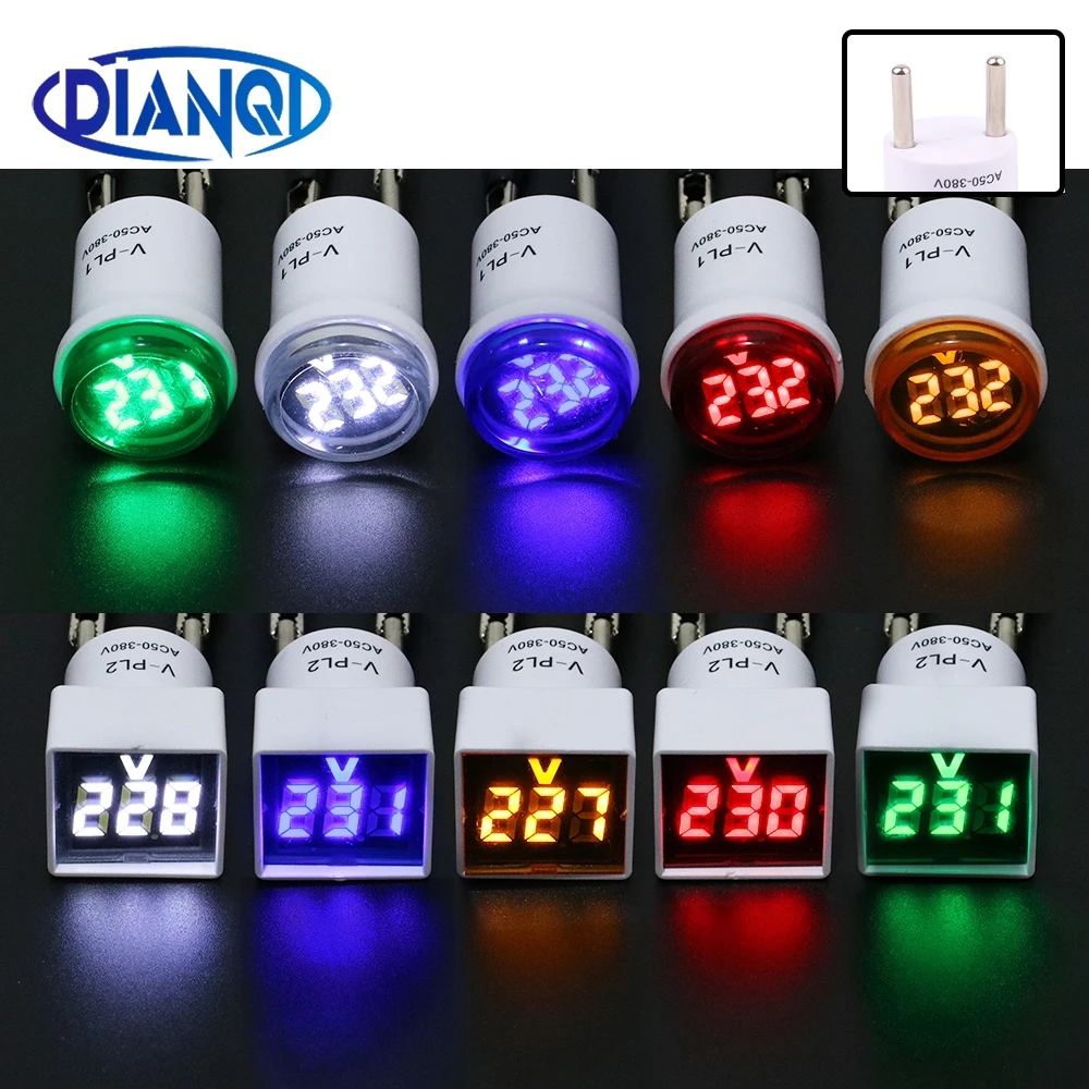 

AC50-380V Square Voltmeter Digital Voltage Tester Monitor EU Plug LED Display Voltmeter Indicator Light Electrical Instruments