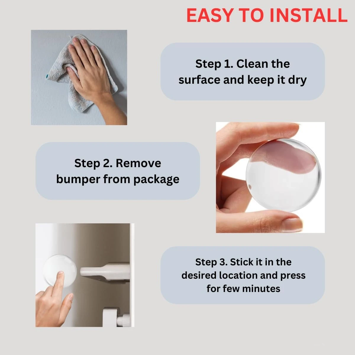 ملصق حائط مضاد للتصادم من المطاط الناعم من السيليكون لأثاث مقبض الباب خلف باب الثلاجة وسادة مضادة للتصادم