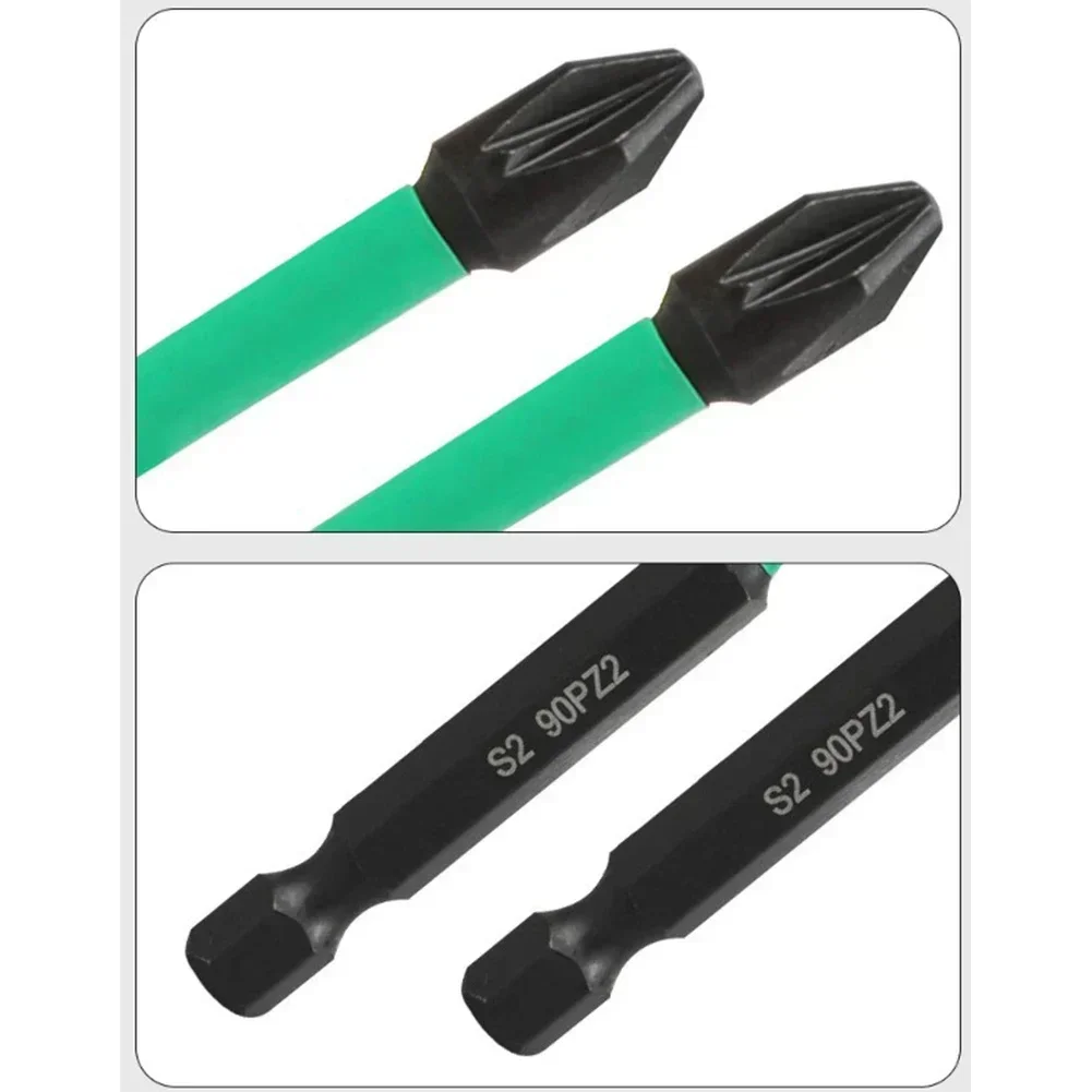 1pc 25-150mm For Pz2 Magnetic Driver Bits Long For Pozidriv Screwdriver Bit 1/4 Inch 6.35mm Hex Shank Screw Driver Hand Tool