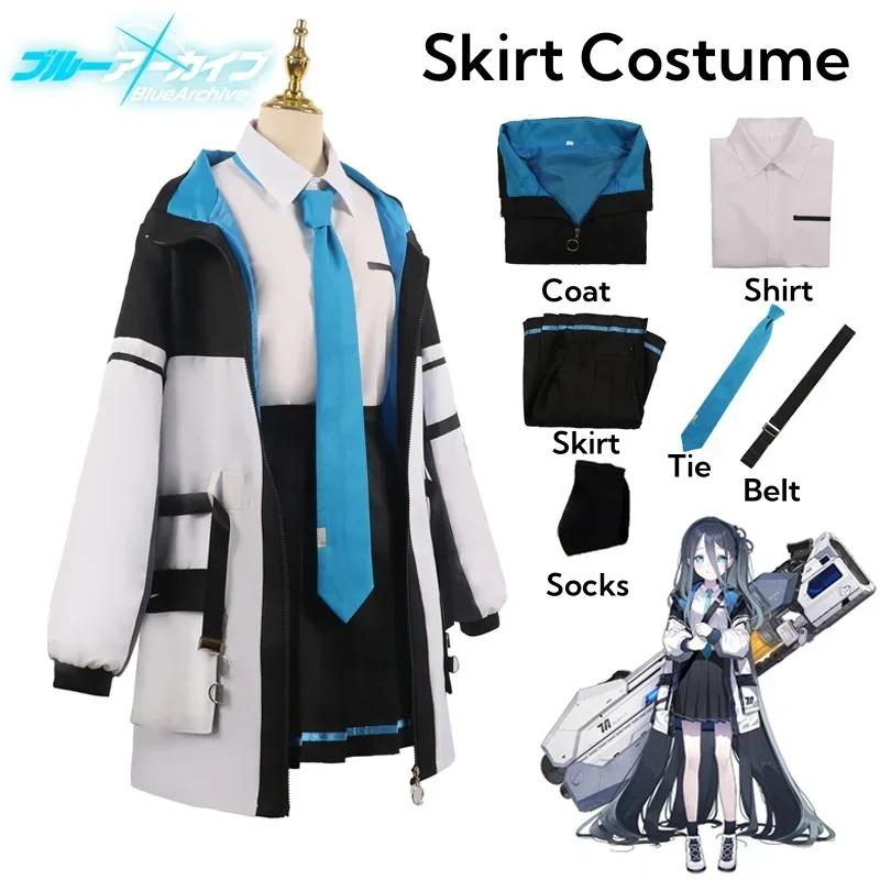 Tendou Arisu Cosplay Costume Wig Coat Game Blue Archive Cosplay High School Uniform Clothes Halloween Party for Women Girls