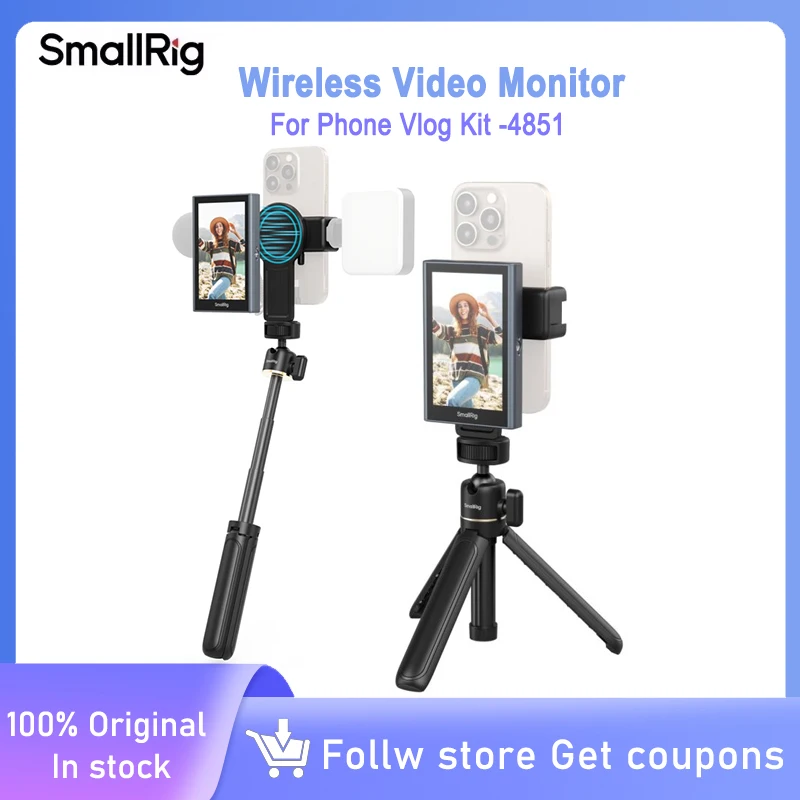 SmallRig Wireless Video Monitor Bildschirm für Telefon Selfie Vlog Kit mit Fernbedienung 1500 mAh Akku für iPhone & Android Telefon