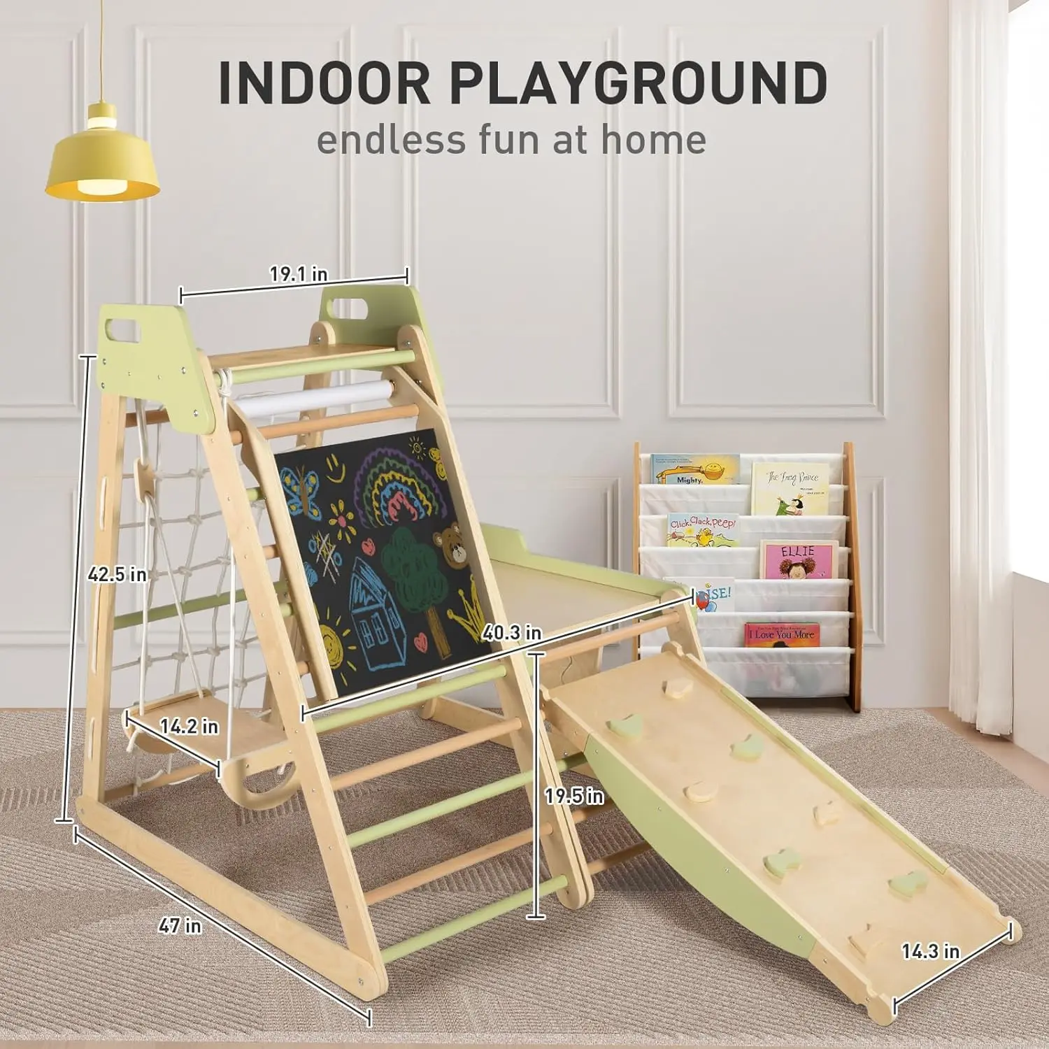 Gym dans la jungle d'intérieur 12 en 1 pour tout-petits, aire de jeux intérieure de jouets d'escalade pour tout-petits, activité intérieure avec balançoire, filet d'escalade, Detacha