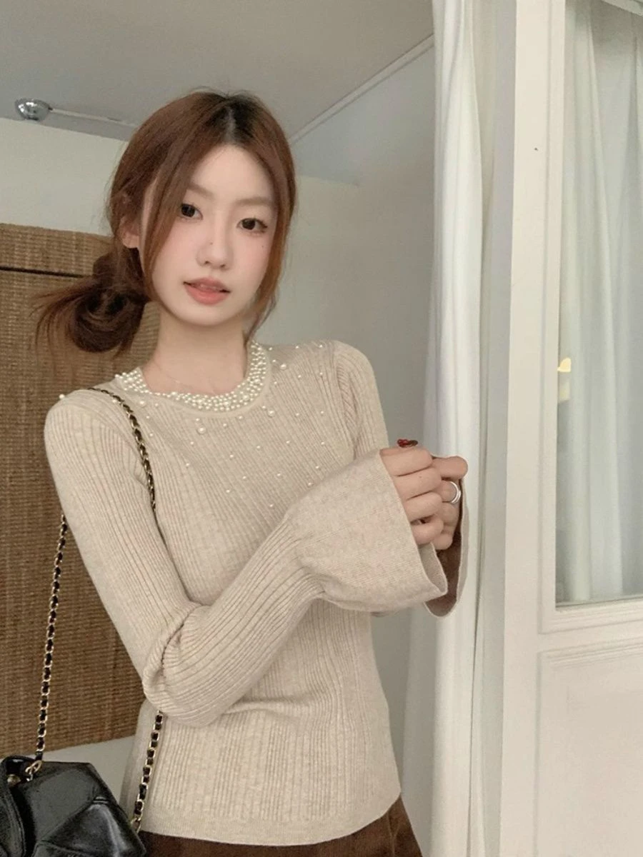 Hiver 2025 tricots pour femmes décontracté Sle Long Sve Bell Sve pull de luxe Aosphère fait à la mode haut Ci marche vêtements intérieurs