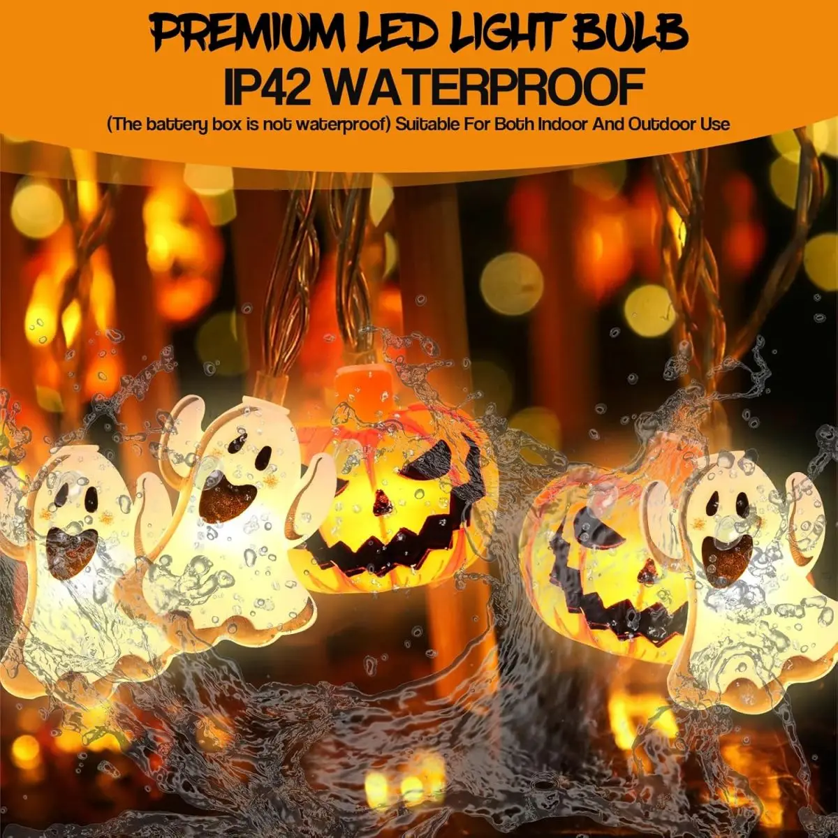 1pc 10/20 LED Halloween Einzigen Schicht Kürbis & Geist String Licht Batterie Betrieben Für Home Garten Urlaub Halloween party Decor – Detail 5