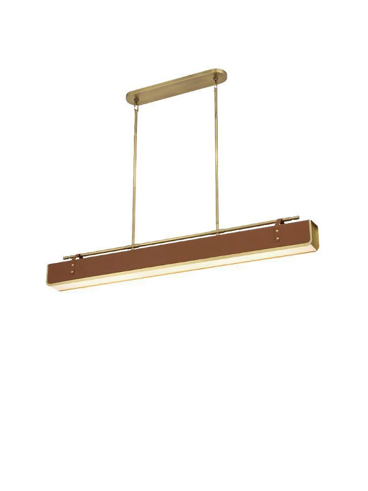 

Simple Lines Minimal Style Ideal Deco Chandeliers Trendy Brown / Black Leather Texture Cover Hanging Lights Living Room Lustre