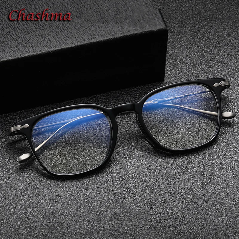 Chashma Teens Glasses Frame Optical Prescription Lenses Women Acetate Frame Pure Titanium Temple High End Fashion Glasses Men