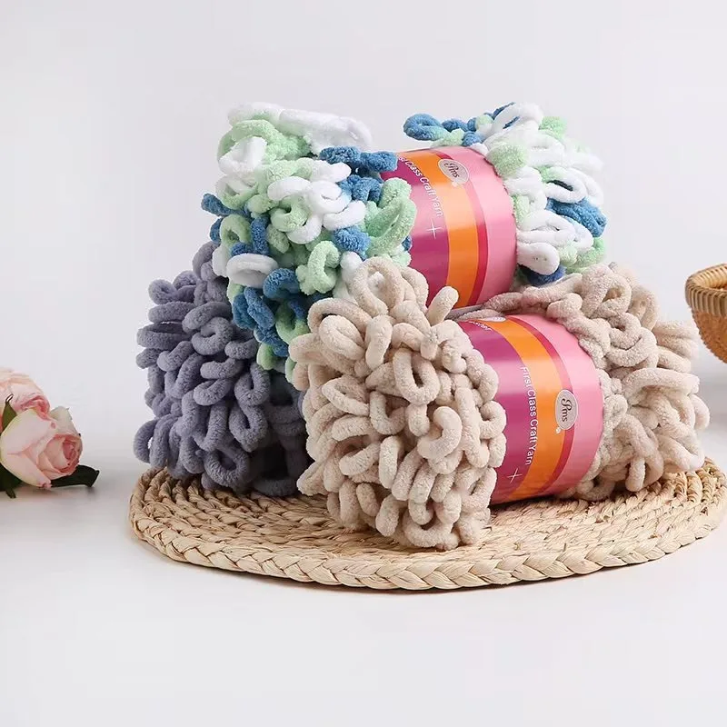 New Loop Wool Donut Ear Yarn Finger Loop Line Hand-woven Thick Wool Home Pillow Blanket DIY Polyester Scarf Line