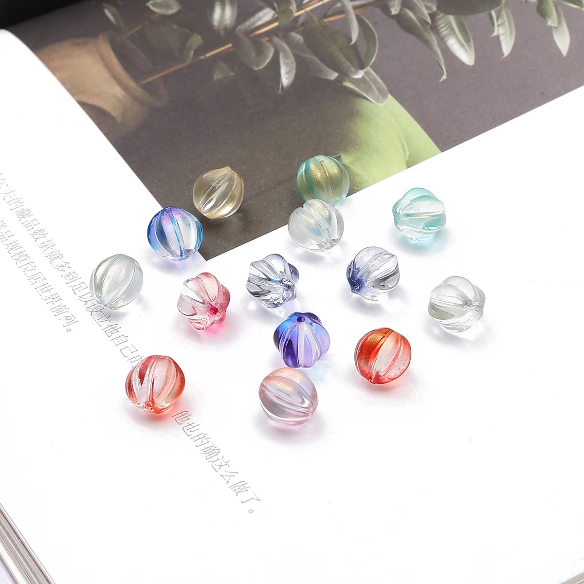 10pcs Lampwork Glass Czech Beads Drop Gradient Color 13mm x 10mm, Hole: 2mm, Waterdrop Beads for Jewelry Making DIY Ear Handmade