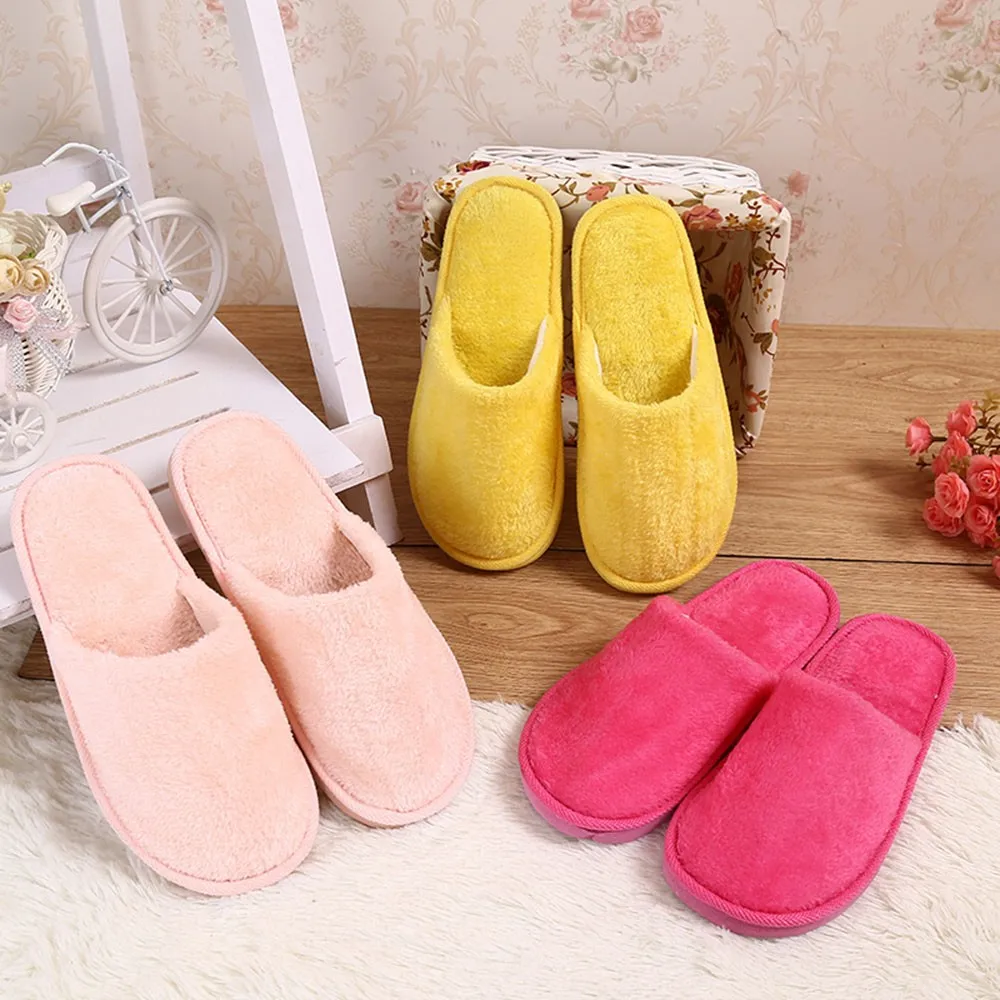 Plush Cotton Slippers Home Sports Pure Color Cute Autumn And Winter Cotton Soft And Comfortable Children'S New Year Gift