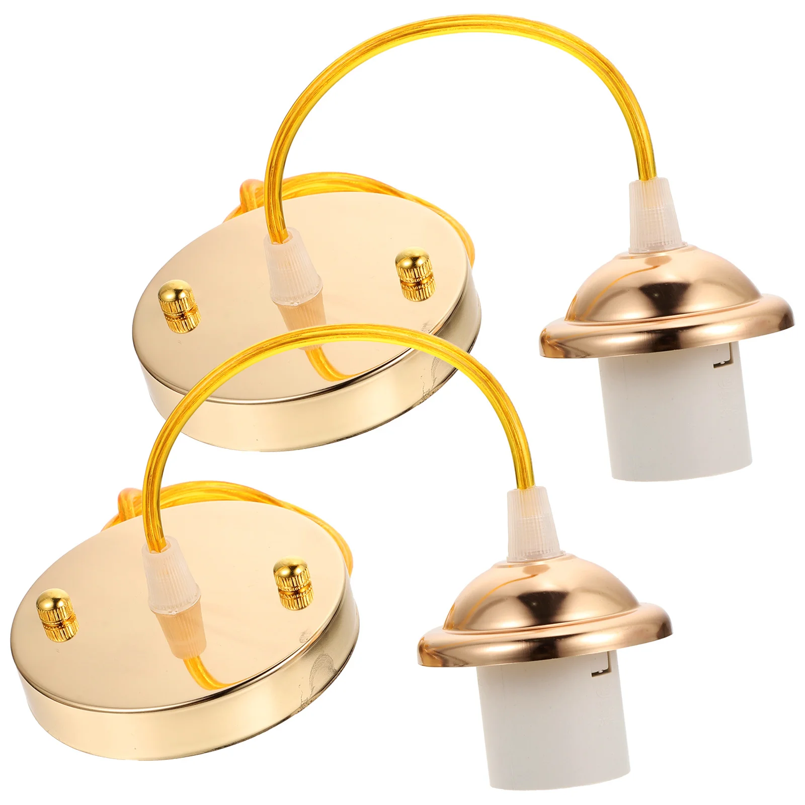 2Pcs Ceiling Light Holder E27 Thread Screw Socket Lamp Holder Metal ABS Pendant Ceiling Canopy Adjustable Cord