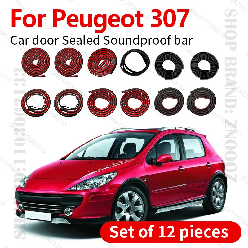 

For Peugeot 307 Car Door Seal Strip Rubber Double Layer Sealing Protector Soundproof Strip Dustproof Seal Strip 12PCS Set