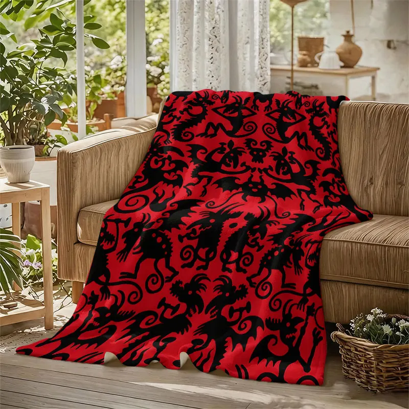 Demon Silhouette Flannel Blanket Warm Soft Halloween Christmas Decorative Couch Warm Cozy All-Season Gift