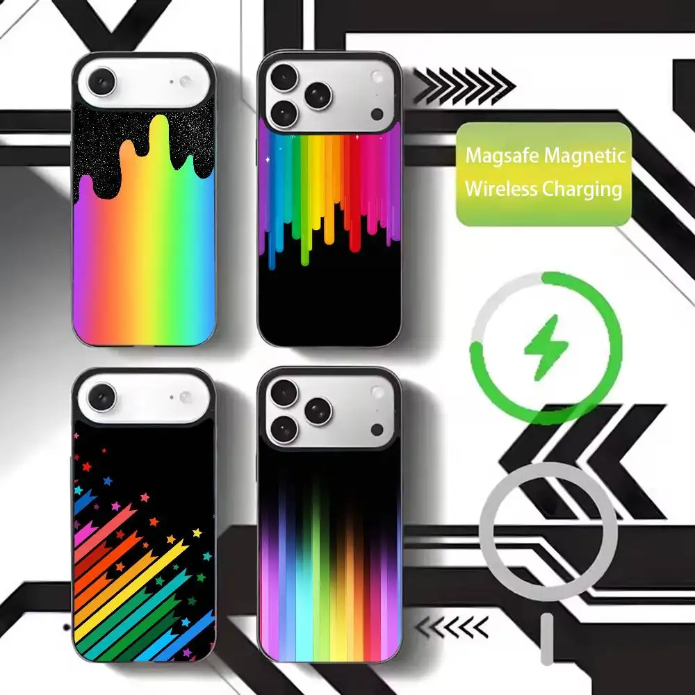 

Gay Lesbian LGBT Rainbow Phone Case For iPhone17,16,15,14,13,12,11 Plus,Pro Max Magnetic For Magsafe Wireless Charging