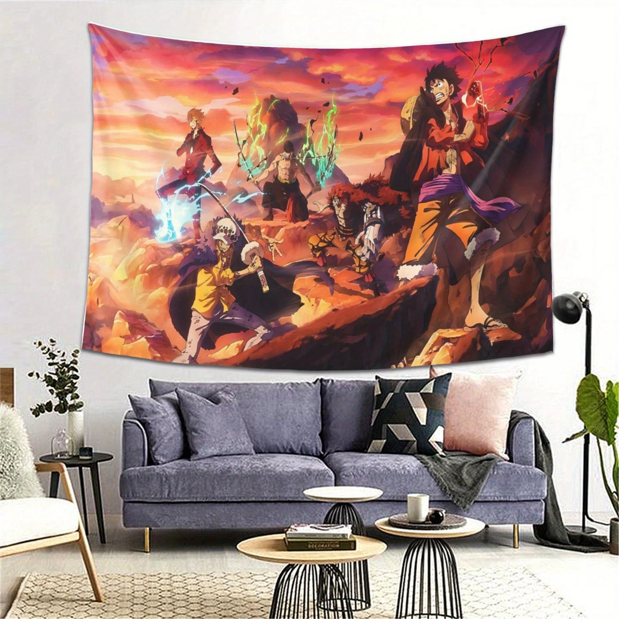 One Piece Intense Battle Wandteppich, lebendiges Anime-Design, perfekt für Wohnzimmer, Schlafzimmer, Büro, Dekoration, Party, Wandbehang
