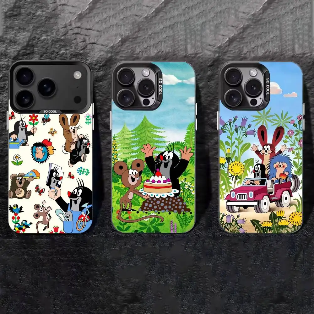 

Cartoon L-Little Mole Phone Case For iPhone 17,16,15,14,13,12,11 Plus,Pro Max,XS,Colored silver phone case