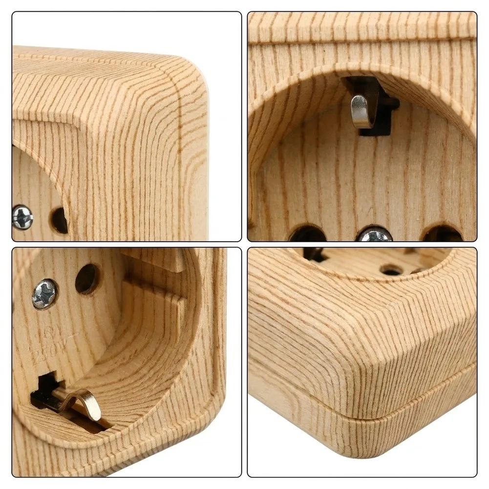 Indoor For Surface Mount Wall Socket 250 V AC 16 A Designed for Standard Wiring Applications with Wood Line Aesthetic Finish