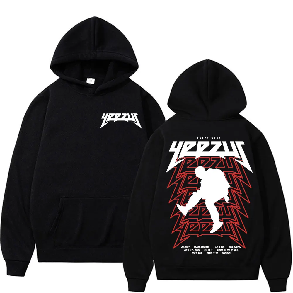 Rapper Kanye West Yeezus Tour Album Merch Hoodie Men Clothing Hip Hop Harajuku Sweatshirt Unisex Casual Fleece Hoohed Streetwear