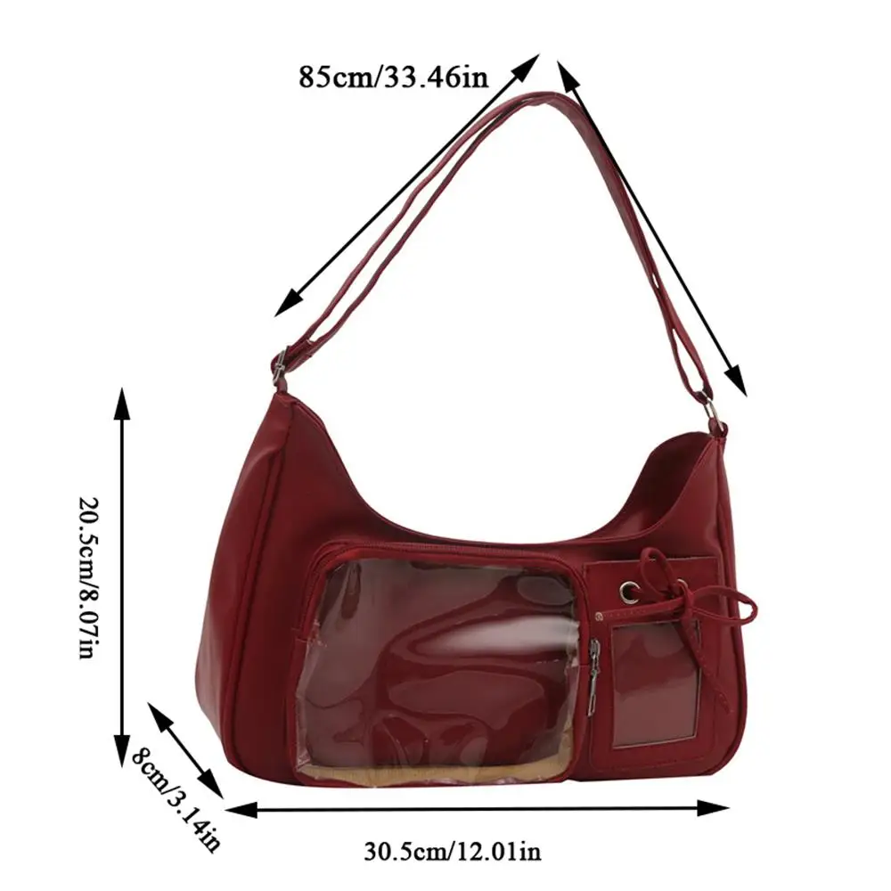 Y2K Borse da scuola Harajuku giapponesi per ragazze adolescenti Nuovo 2025 Borsa a tracolla trasparente Itabag Distintivi fai da te Piastra di visualizzazione Borsa Ita