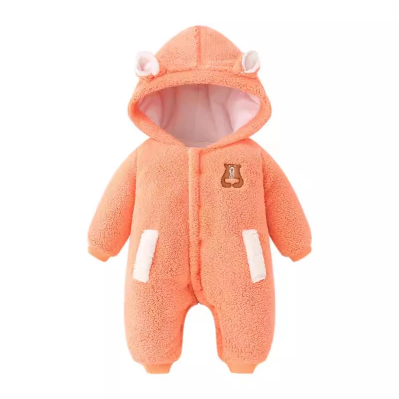 AYNIGIELLBaby Winter Jacket Warm Hooded Infant Romper Thicken Soft Cotton Boys Jumpsuit Cartoon Baby Girl Clothes 0-12 Months