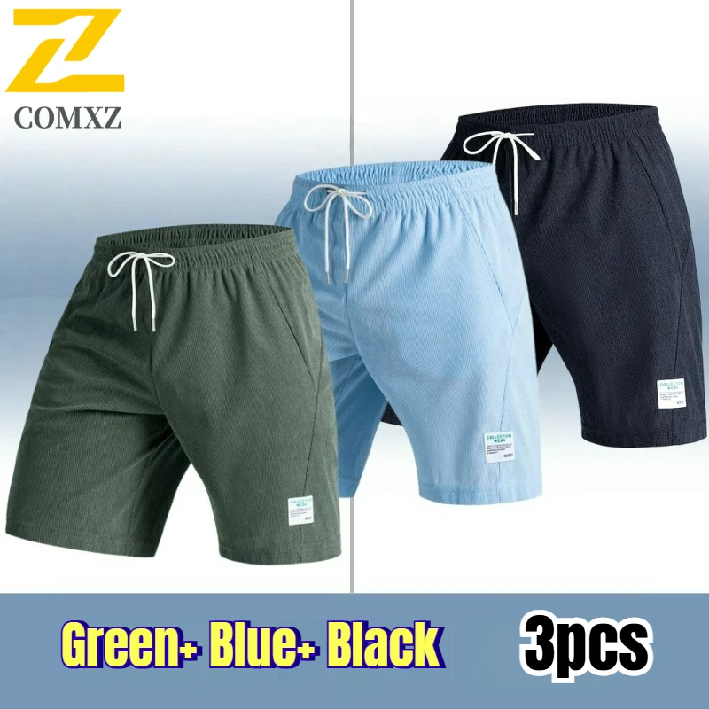 

3pcs Sports Shorts Mens Summer Normcore Corduroy Drawstring Basketball Shorts Gym Joggers Fitness Beach Bermuda Short Homme Work