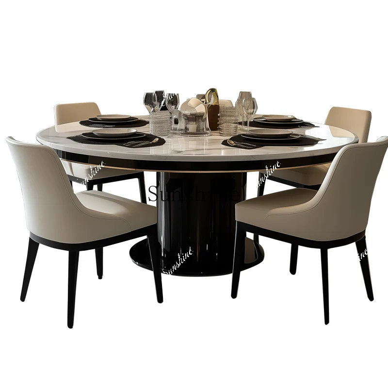 Modern round dining table household marble ultra-microcrystalline stone custom large apartment living room household  FT