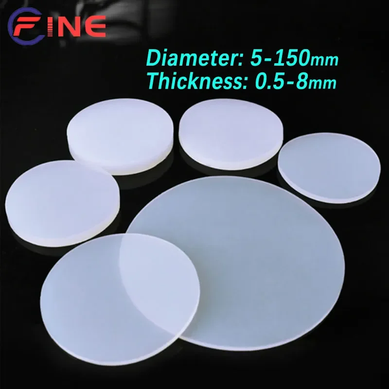 1/2/5pcs White Solid Round Silicone VMQ Rubber Sheet Seal Gaskets Pad Dia 5-150mm Thick 0.5-8mm