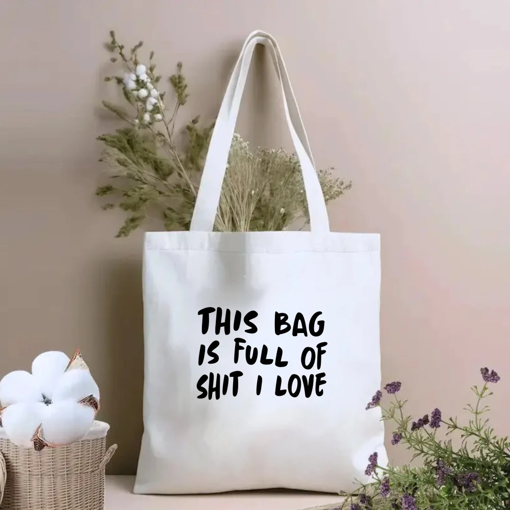 Bolsa de Lona con Frase Inspiradora en Español: Vivamos y Que Pase Lo Que Tiene Que Pasar, Bolsa de Hombro Blanca Informal