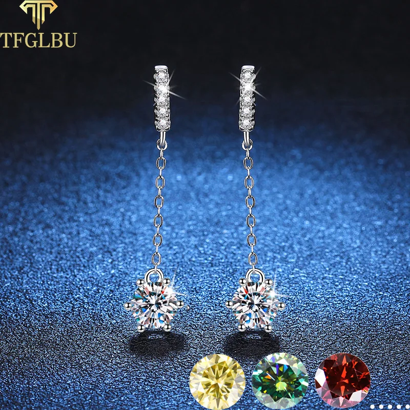 TFGLBU 2CTTW Moissanite Drop Earrings for Women Simulated Diamond Vintage S925 Sterling Silver Sparkling Wedding Jewelry GRA