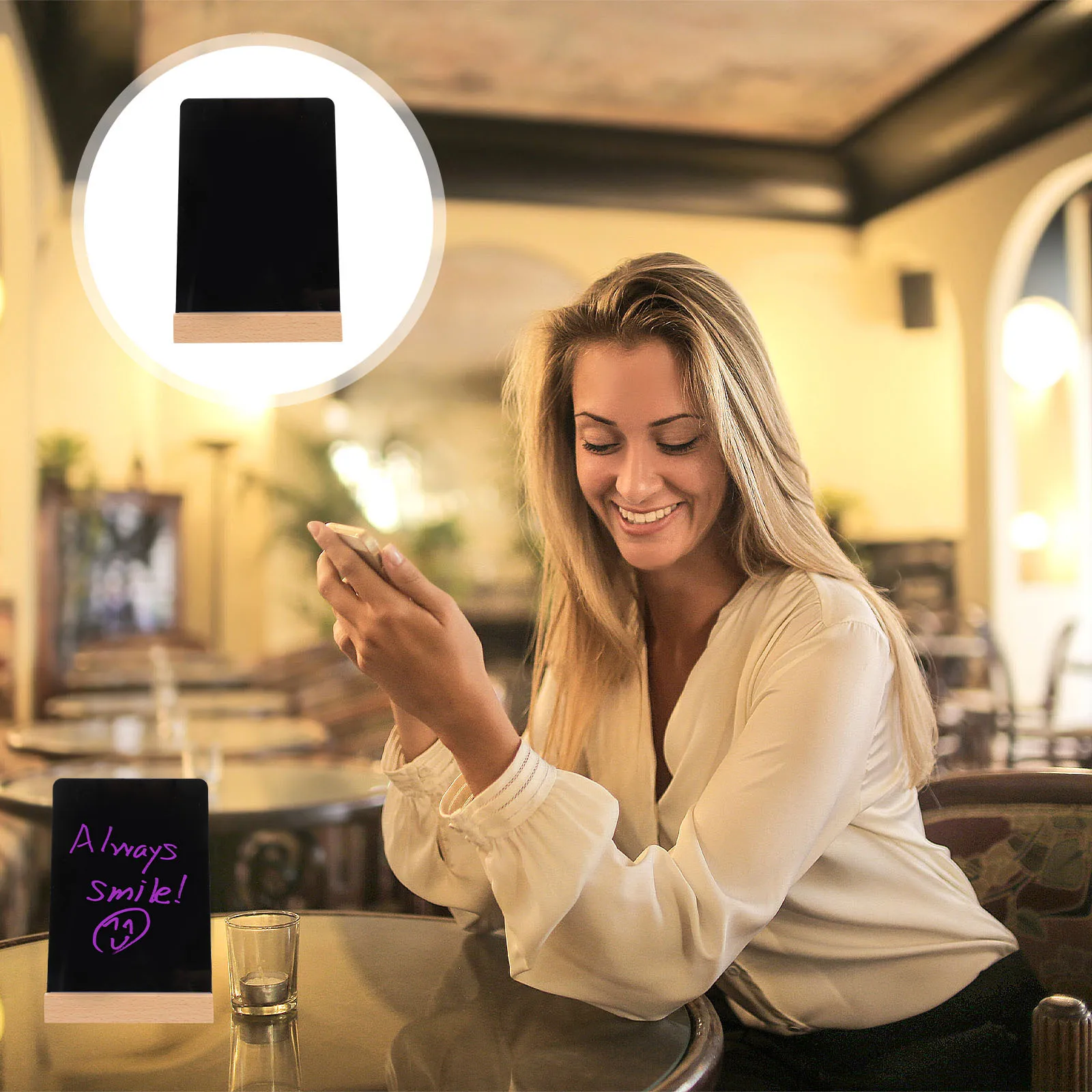 رسالة خشبية مقاس A6 لوحة كتابة ملاحظات محمولة خفيفة الوزن للمنزل والمكتب والمدرسة علامة لوحة الإعلانات المزخرفة