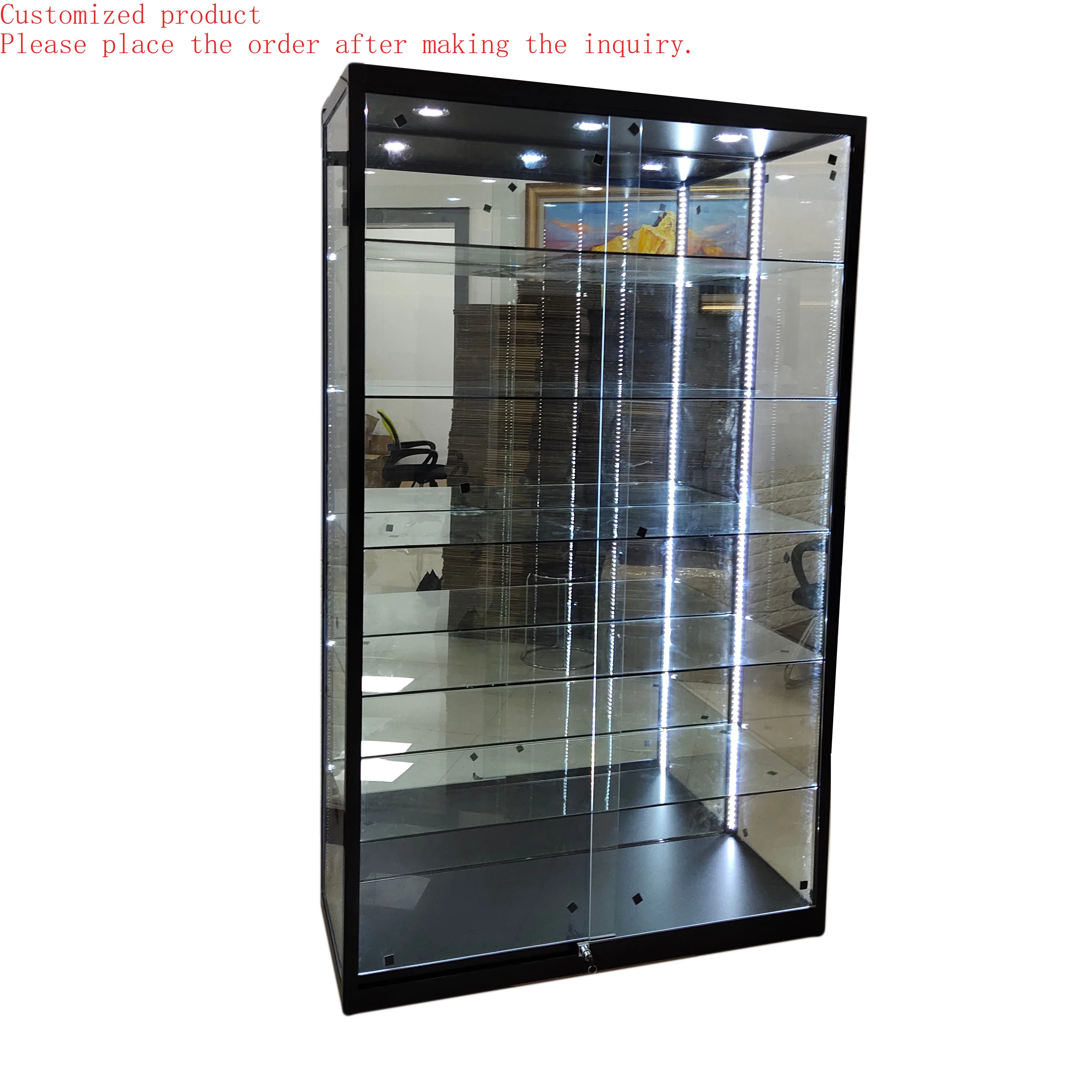 

Custom.6 Layers Full Vision Retail Smoke Shop Showcases Glass showcase Glass Display Display Cabinet Toy Display with Light Str
