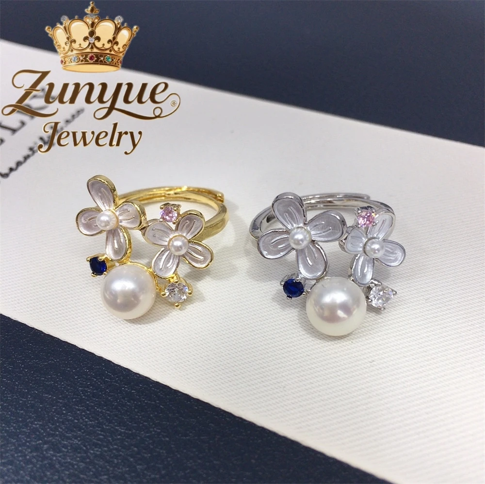 

Natural Pearl Ring, Fresh And Delicate Flower Ring Luxury Quality Jewelry Fashion Jewelry Exquisite Charms Elegant Popular Gift