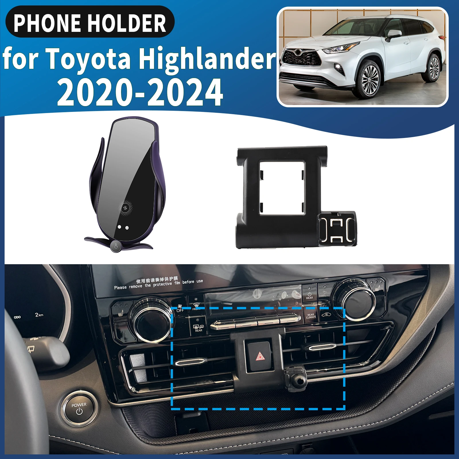 

fit for Toyota Highlander XU70 2020-2024 Car Phone Holder Mount Vehicle-Specific GPS Navigation Easy Installation accessoires