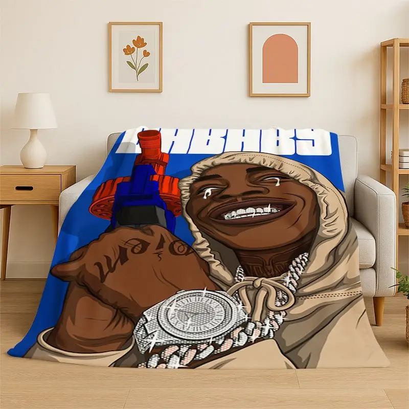 HD Rapper Eminem Tupac 2pac Hip Hop Rap God Flannel Blanket Soft Warm Throw Blanket for Bedroom Living Room Bed Travel Picnic