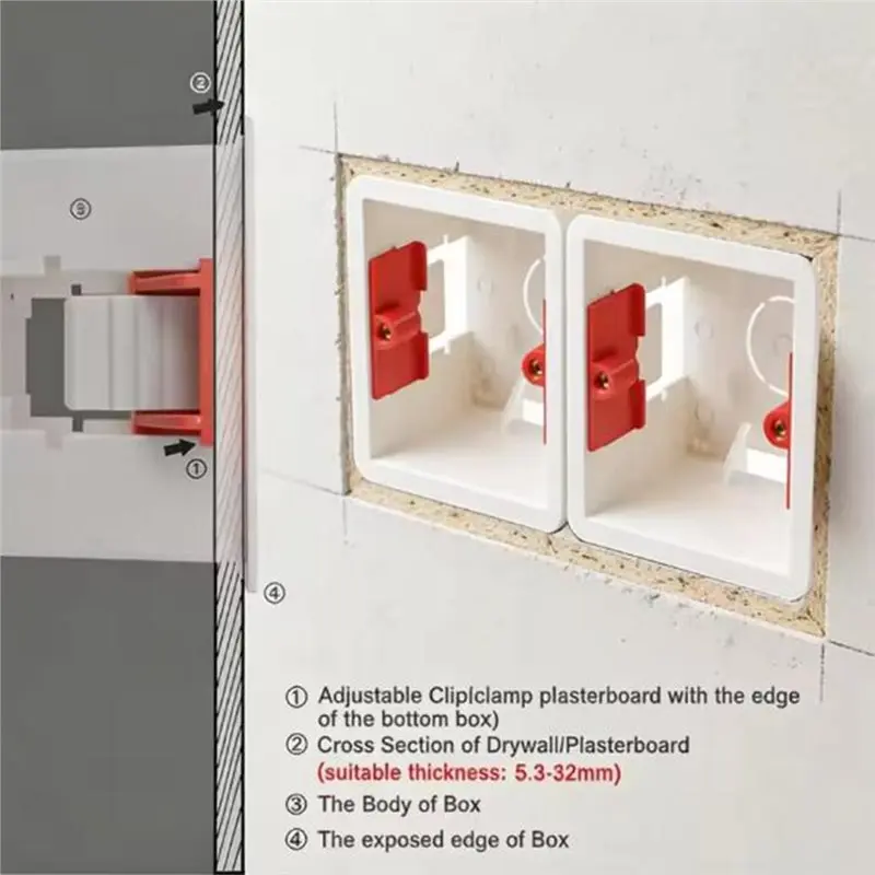 ABUG-For Plasterboard For Recessed Electrical Installations, 4Pcs Type-86 Flush-Mount Junction Boxes