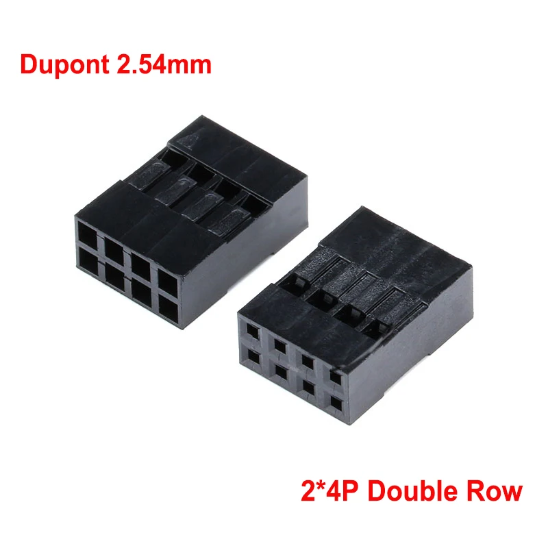 20PCS 2.54mm Double Row DuPont Platic Shell 4P 2*4P Dupont Head  DuPont Plug Jumper Wire Cable Housing Plug Connector