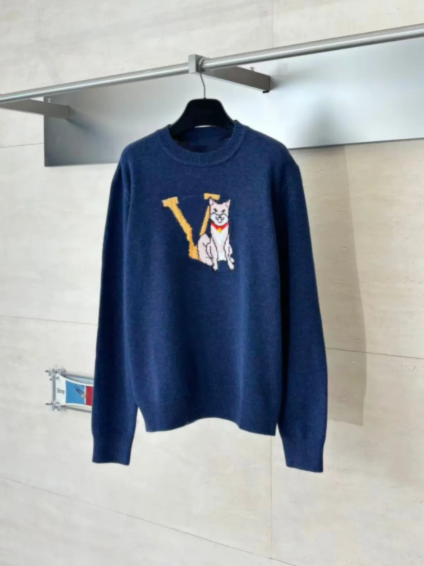 

Вязаный шерстяной свитер Ele ex с вышитым рисунком собаки, мягкий, теплый, повседневный, с длинными рукавами, зимний топ