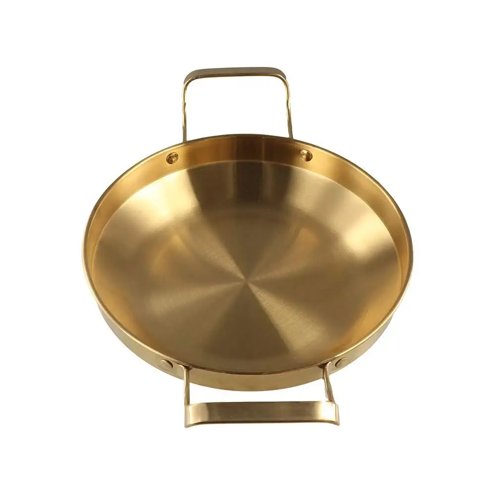 

Multipurpose BBQ Plate Frying Pan Salad Bowl Double Ear Dry Pot Stainless Steel Round Restaurant