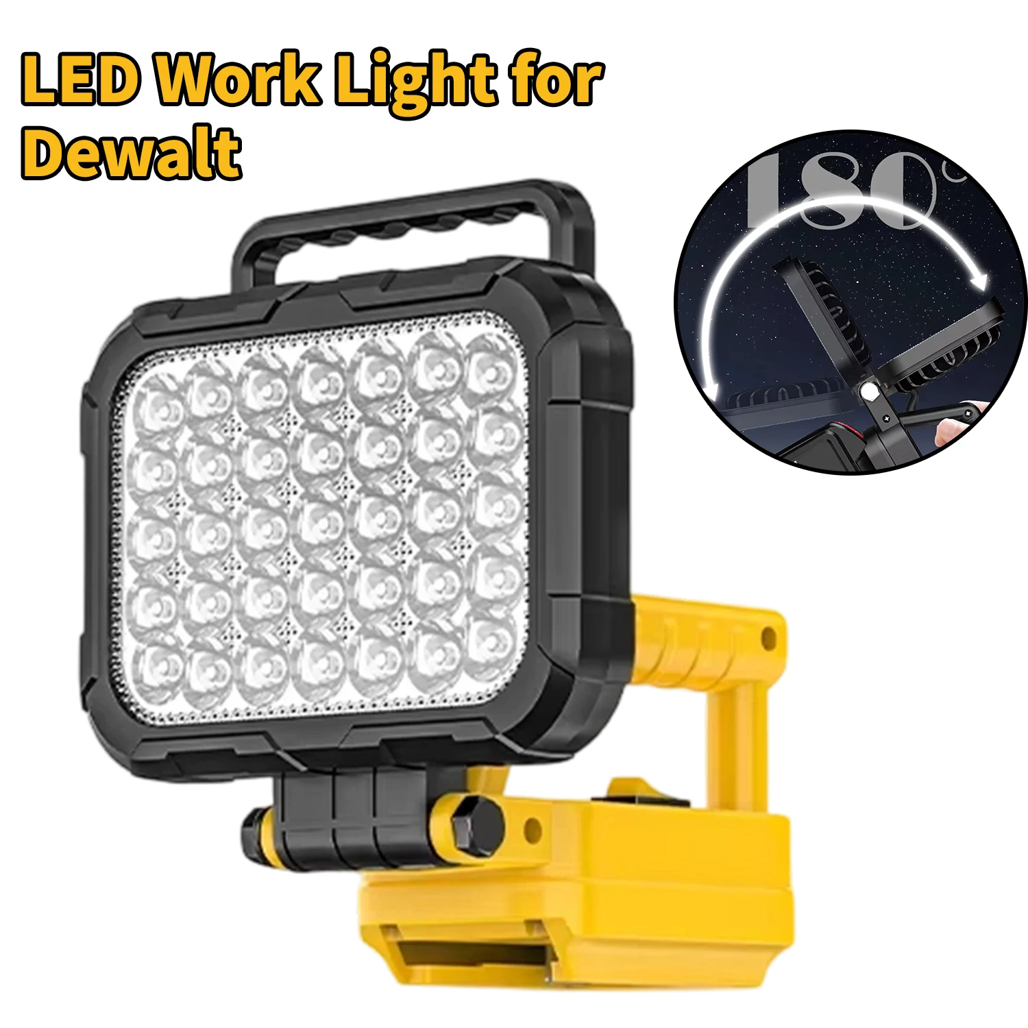 3/4/5/8inch Cordless LED Work Light for Dewalt 18V 20V Li-ion battery with Dual USB ports Portable Outdoors Flood Lighting