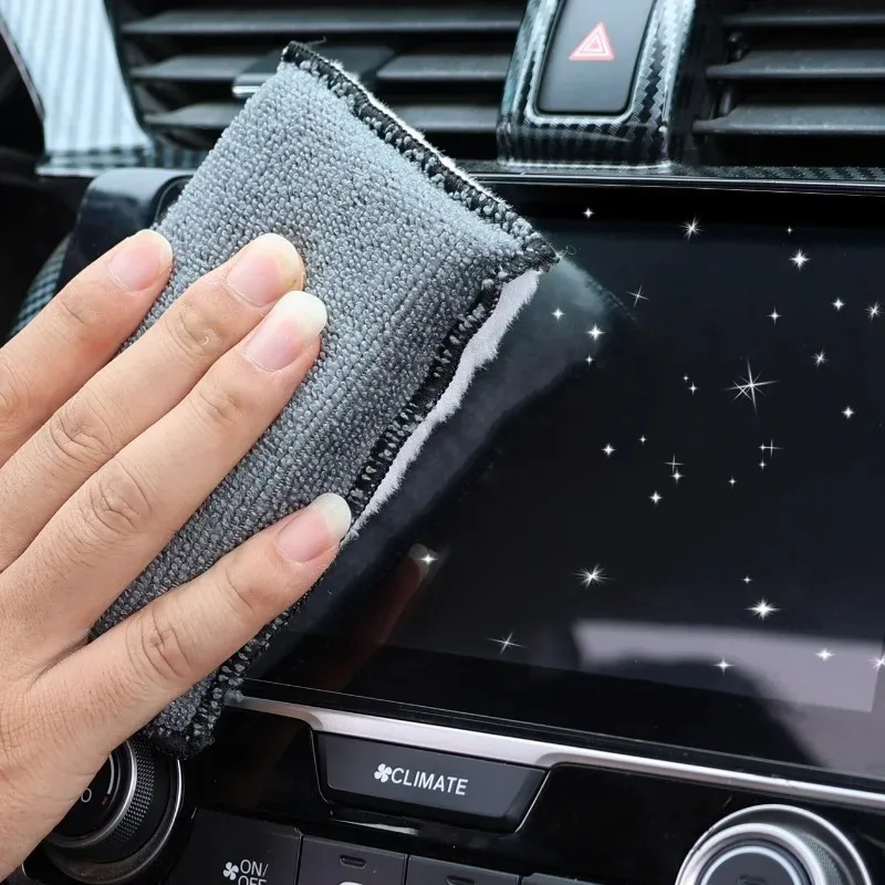 1-10Pcs Soft Double Side Microfiber Scrubbing Sponge Car Leather Cleaning Microfiber Towel Wax Sponge Auto Detailing Tools