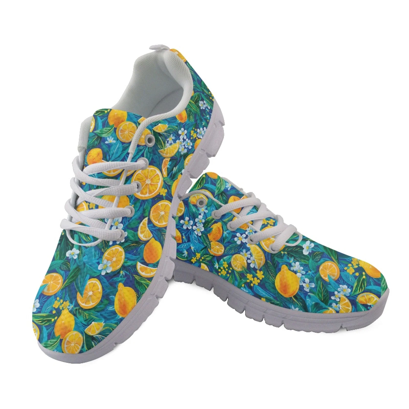 Coloranimal Lemons Green Leaves Mesh & EVA Sole Women's Walking Shoes Lightweight Athletic Trainers for Womens Fashion 2026