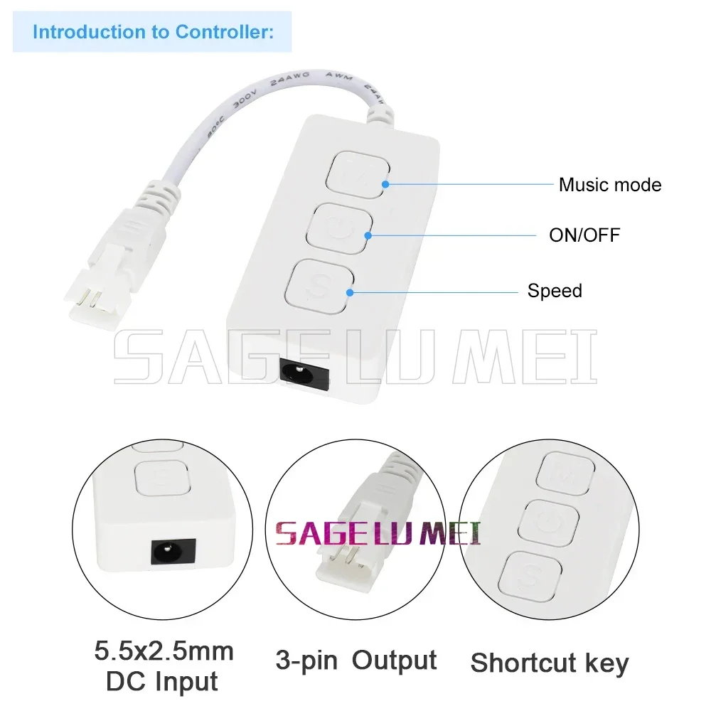 SP511E DC5V-24V 12V  LED Pixel RGB  Controller Light WIFI Music Voice Phone APP  For WS2812 SK6812 WS2811 Addressable LED Tape