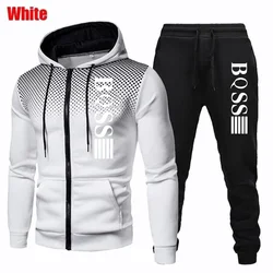 Men's sportswear, casual sportswear, printed zipper hoodie, fashionable multifunctional jacket, outdoor jogging sportswear